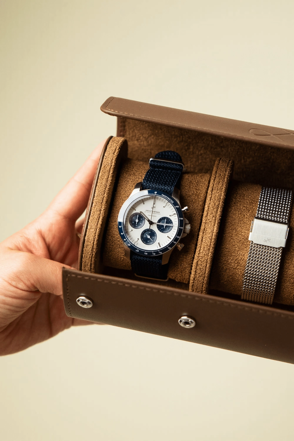 1960 Racing Chronograph. Steel / Navy & White