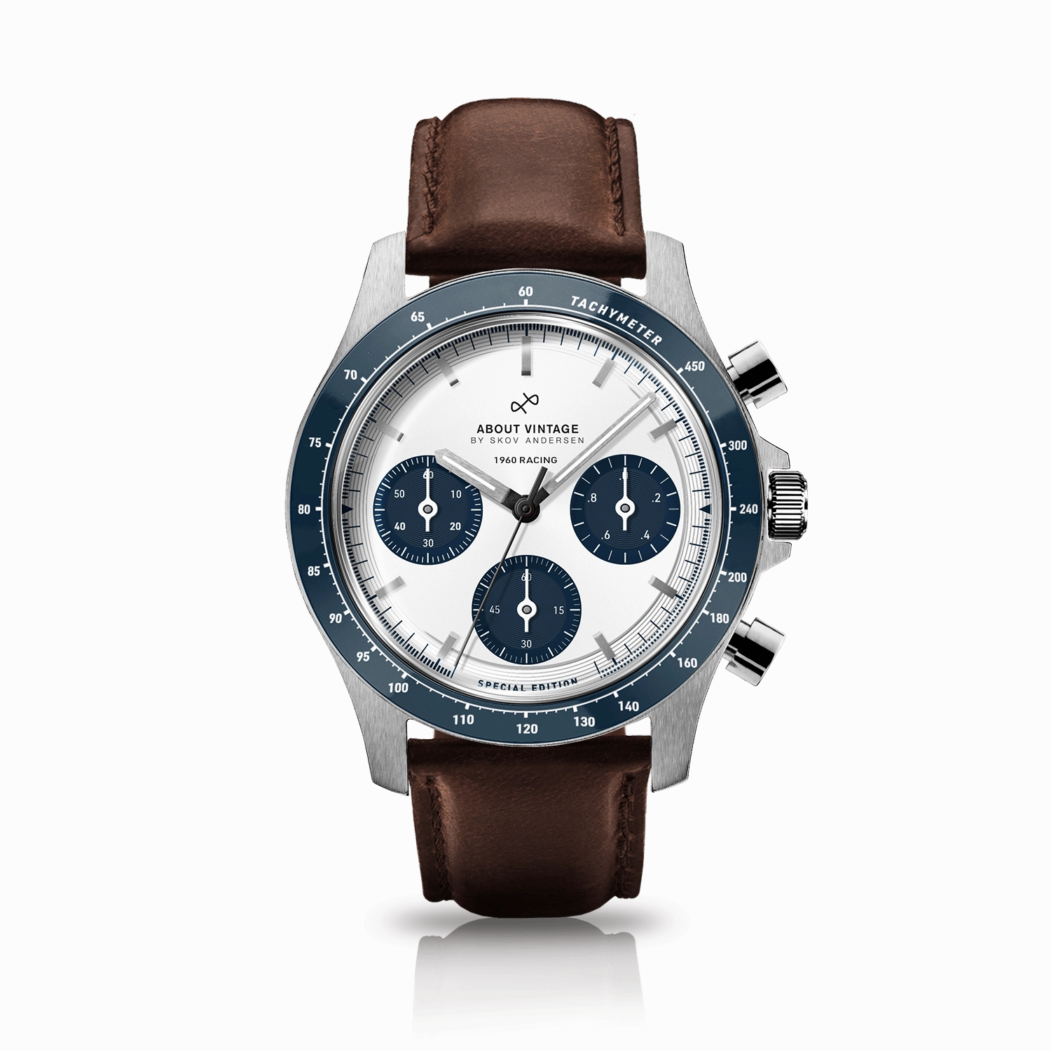 1960 Racing Chronograph. Steel / Navy & White