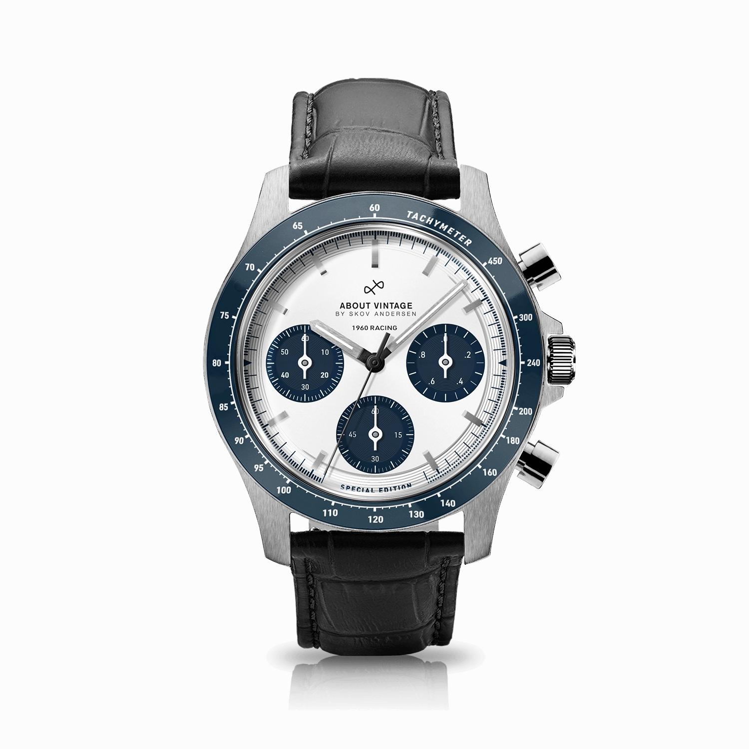 1960 Racing Chronograph. Steel / Navy & White