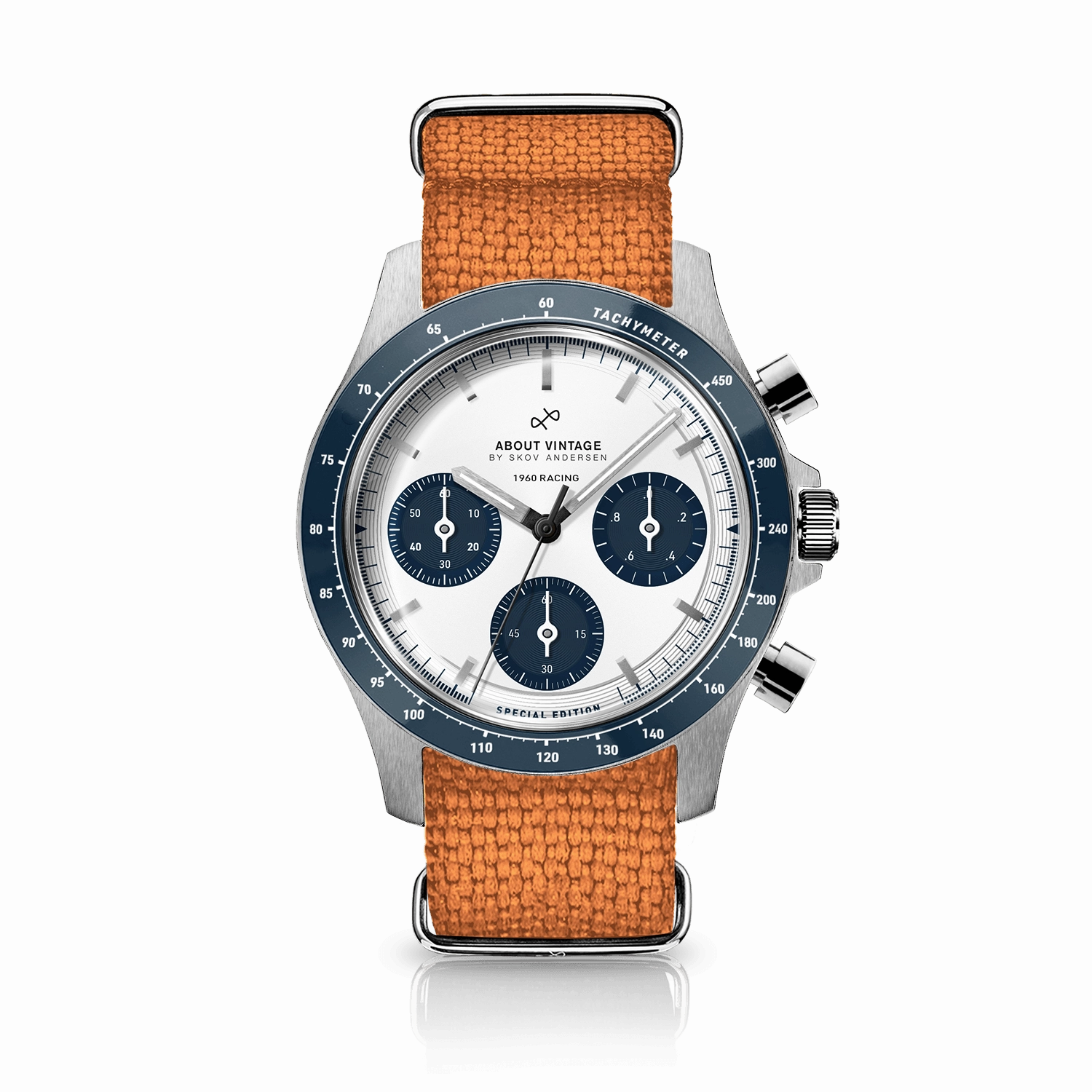 1960 Racing Chronograph. Steel / Navy & White