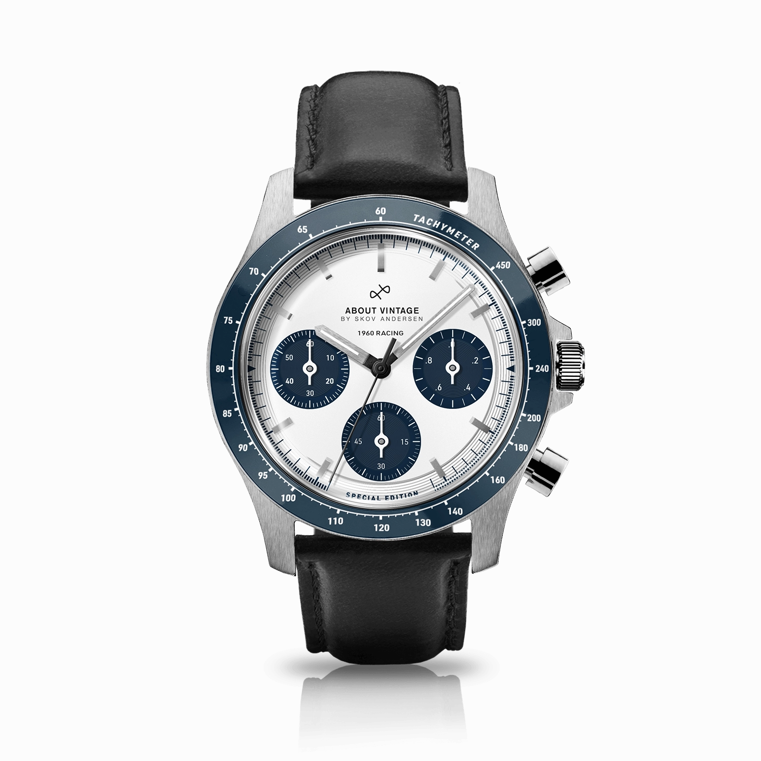 1960 Racing Chronograph. Steel / Navy & White