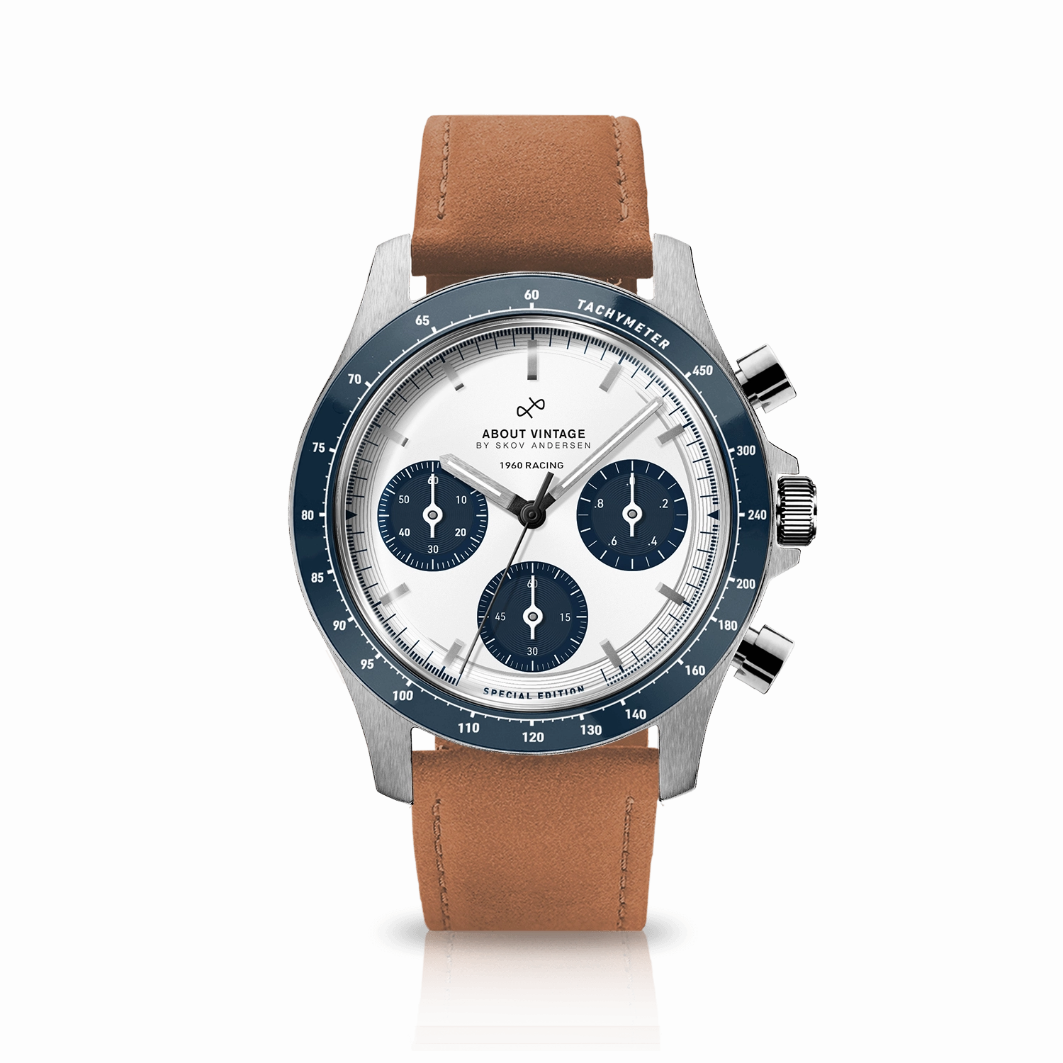 1960 Racing Chronograph. Steel / Navy & White
