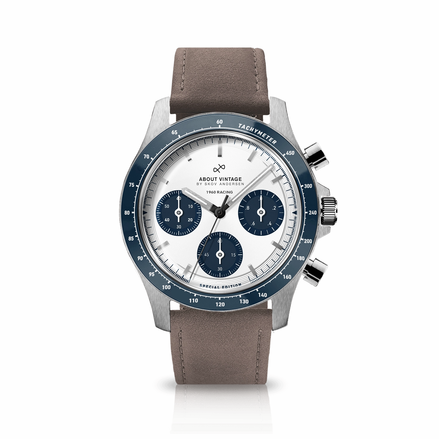 1960 Racing Chronograph. Steel / Navy & White
