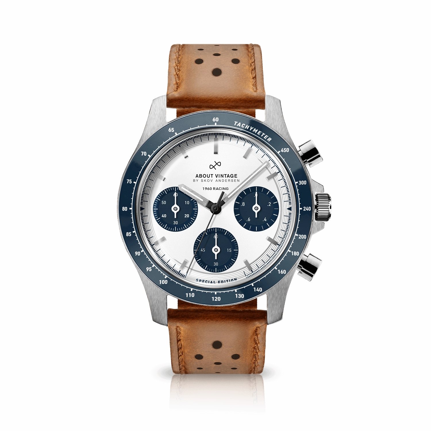 1960 Racing Chronograph. Steel / Navy & White