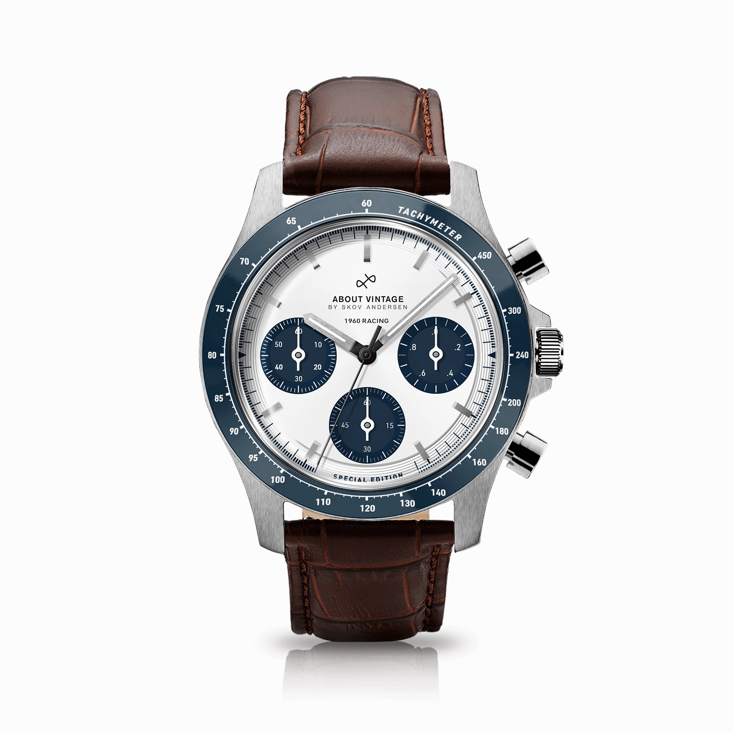 1960 Racing Chronograph. Steel / Navy & White