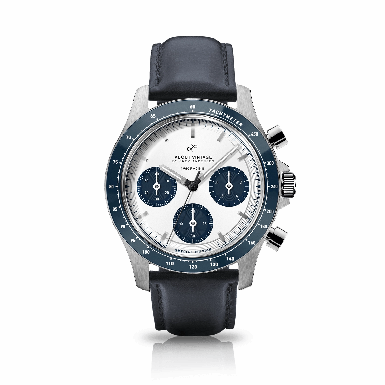 1960 Racing Chronograph. Steel / Navy & White