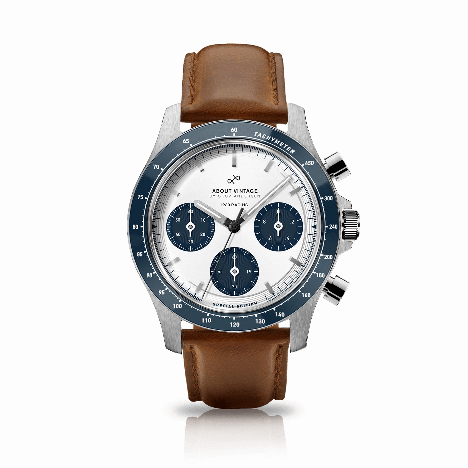1960 Racing Chronograph. Steel / Navy & White