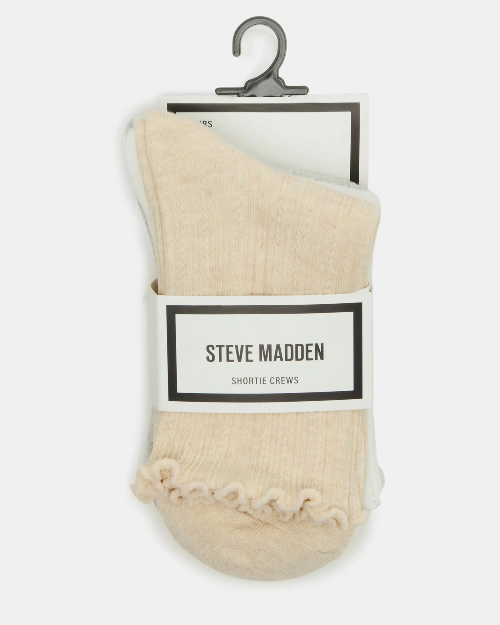 3 PACK LETTUCE EDGE RIBBED SOCKS TAUPE