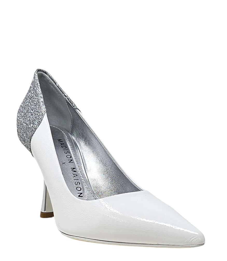 Alena White/Silver High Heel Glitter Pump