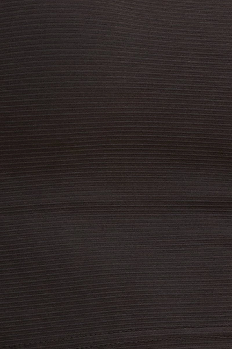 Black Crop Top High Neck Active Rib