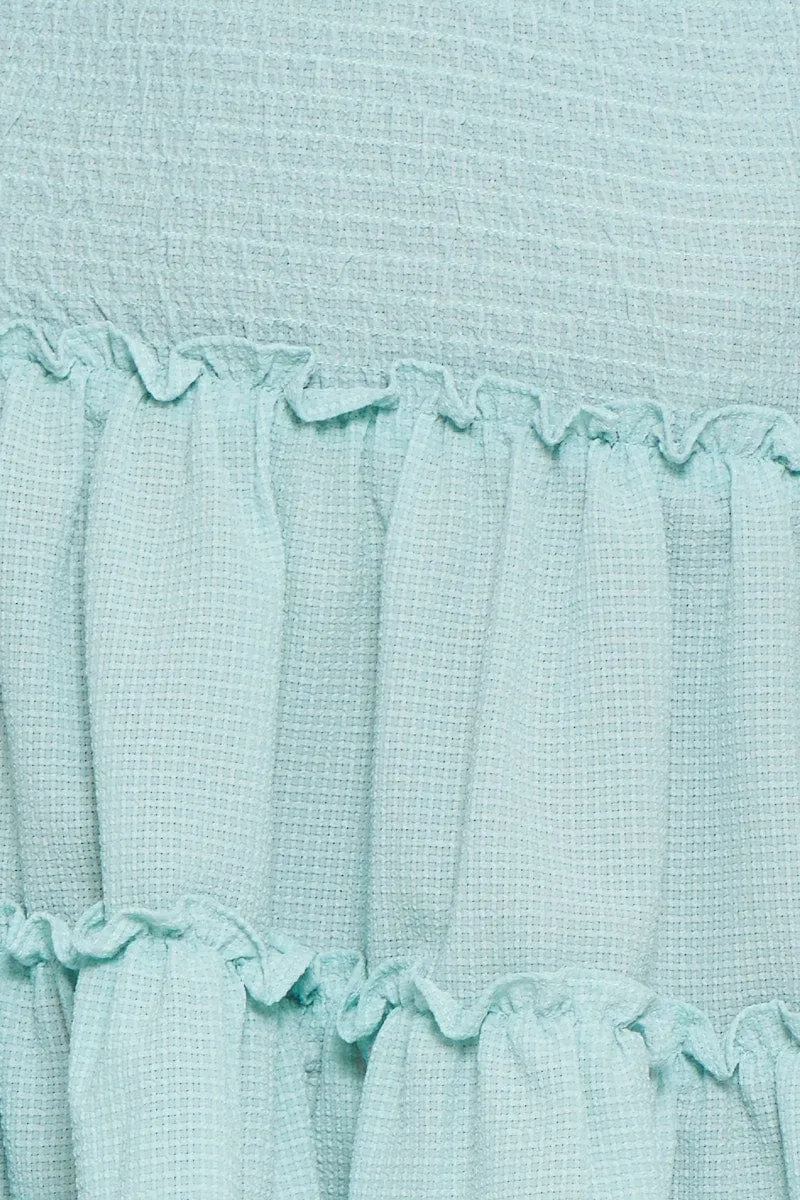 Blue Flare Skirt Mini High Rise