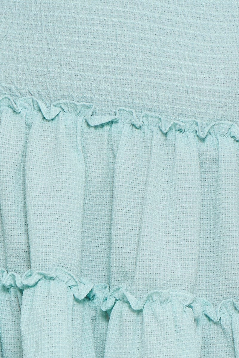 Blue Flare Skirt Mini High Rise