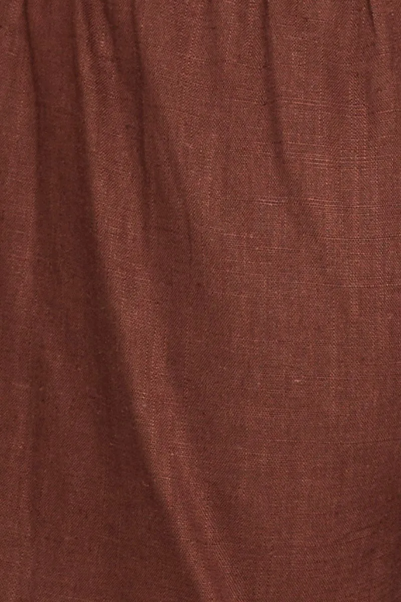 Brown Mini Shorts High Rise