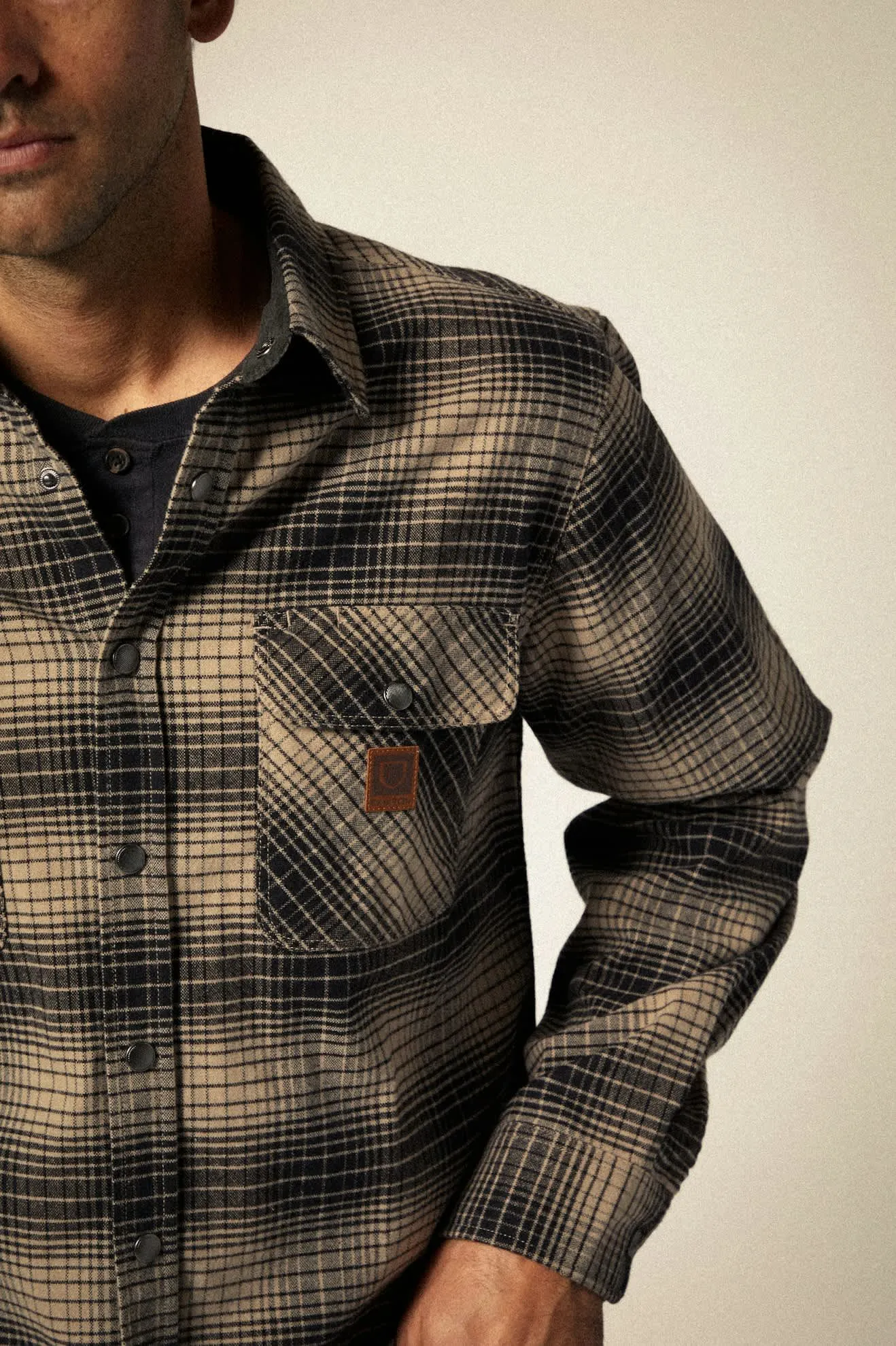 Builders Bowery Stretch Water Resistant L/S Flannel - Black/Cinder Grey