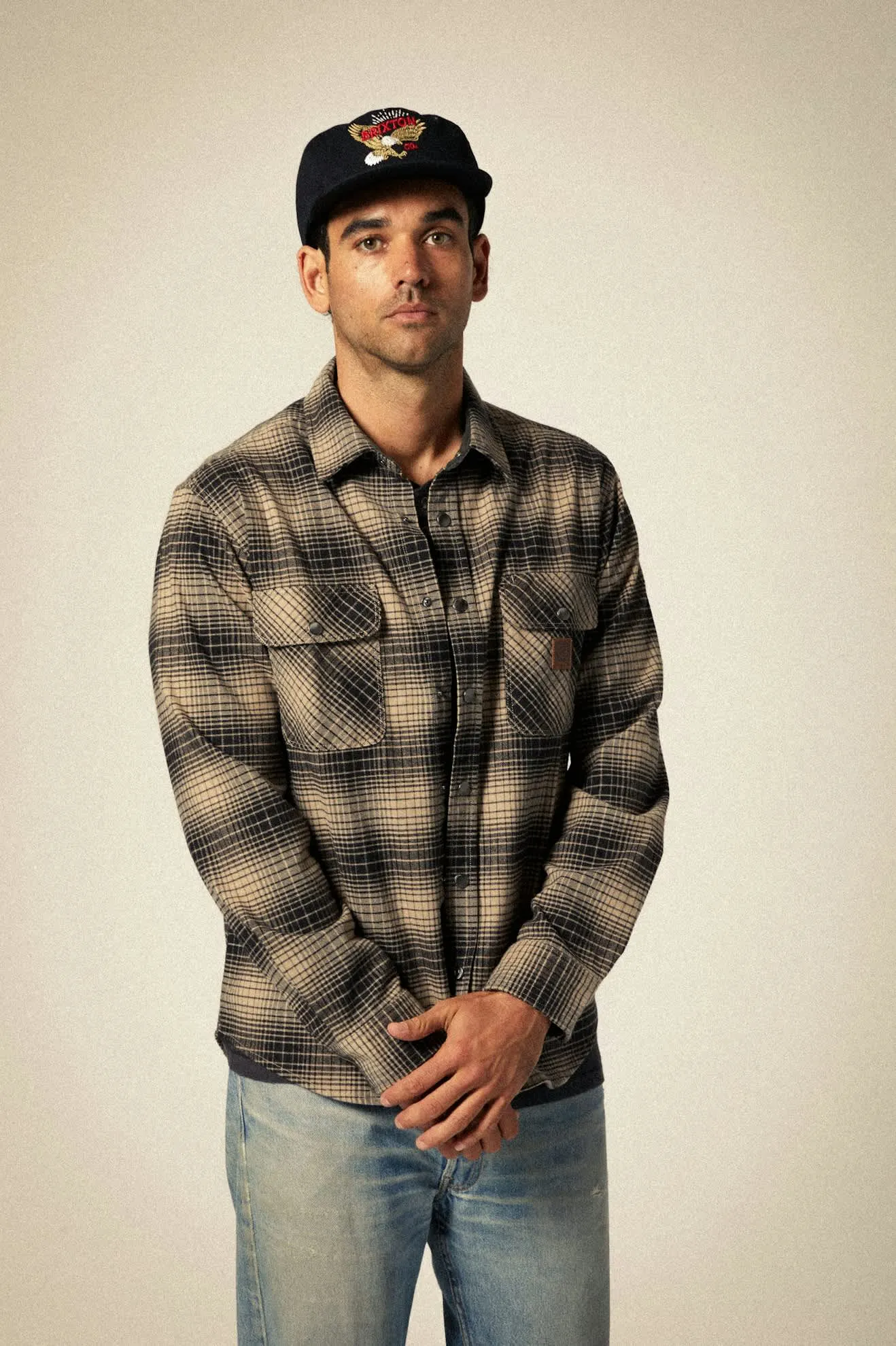 Builders Bowery Stretch Water Resistant L/S Flannel - Black/Cinder Grey