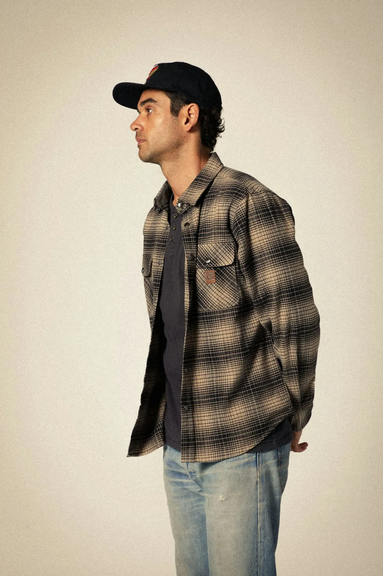 Builders Bowery Stretch Water Resistant L/S Flannel - Black/Cinder Grey