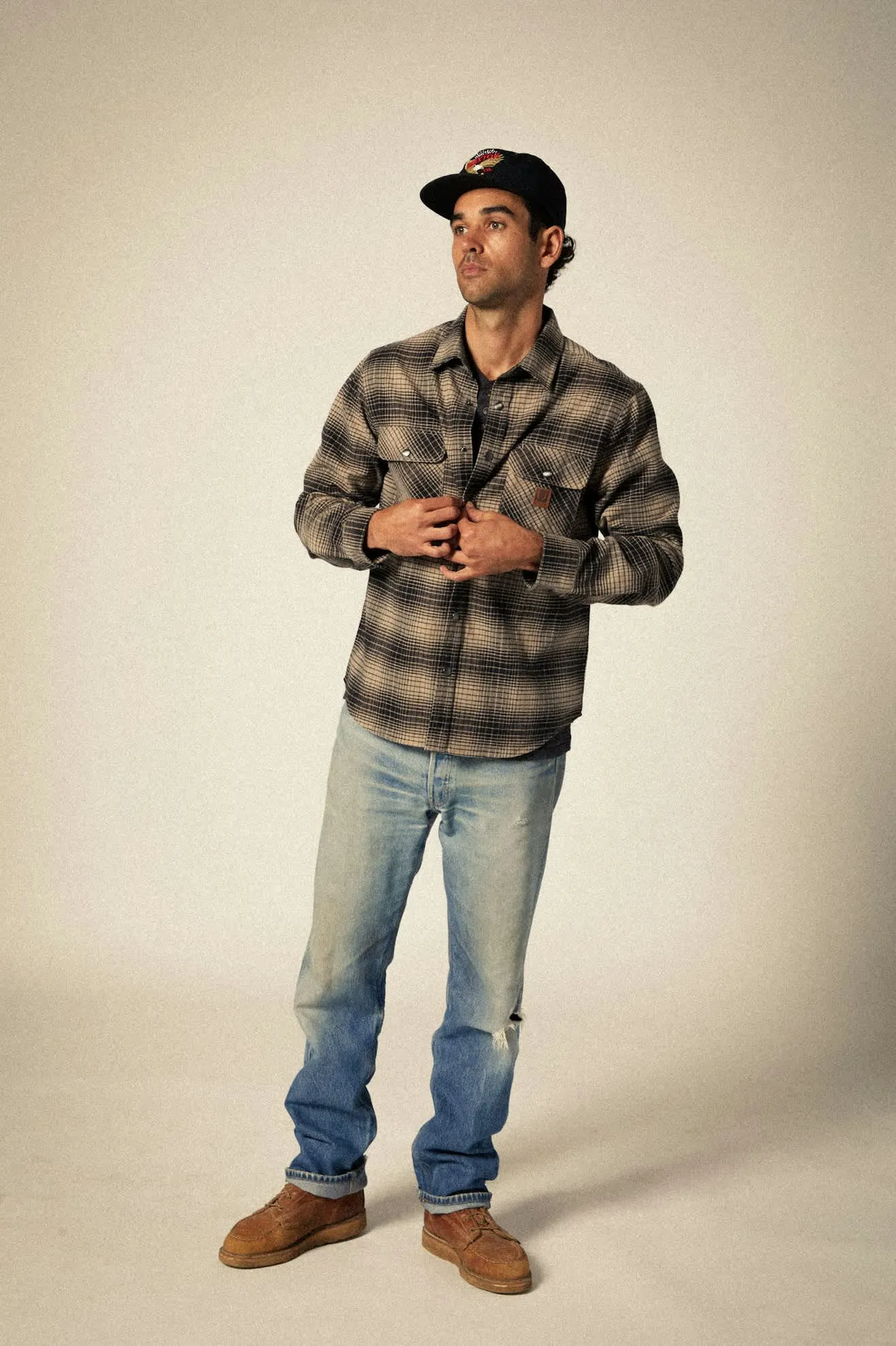 Builders Bowery Stretch Water Resistant L/S Flannel - Black/Cinder Grey
