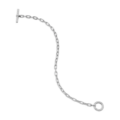 DY Madison Toggle Chain Bracelet in Sterling Silver with Diamonds, Size Medium