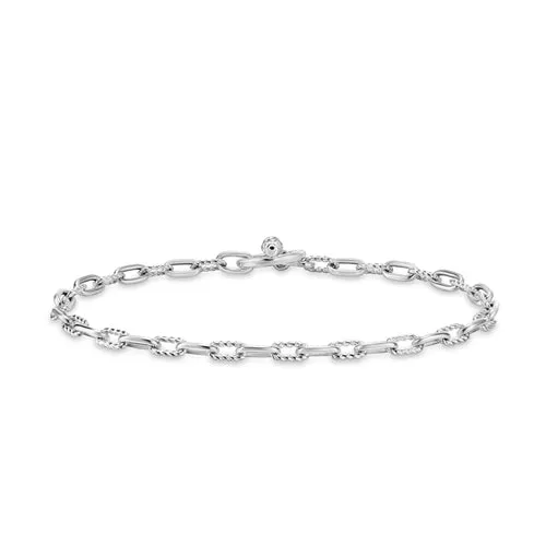 DY Madison Toggle Chain Bracelet in Sterling Silver with Diamonds, Size Medium