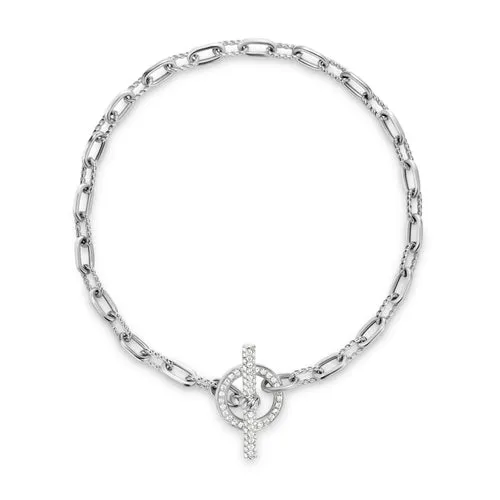 DY Madison Toggle Chain Bracelet in Sterling Silver with Diamonds, Size Medium