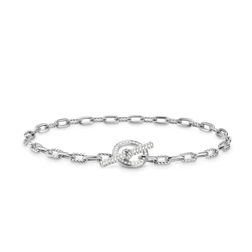 DY Madison Toggle Chain Bracelet in Sterling Silver with Diamonds, Size Medium
