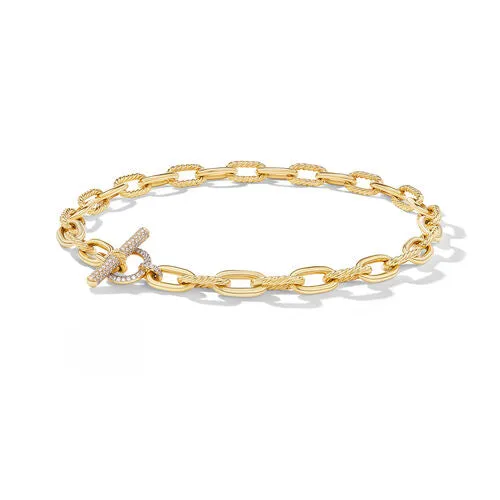 DY Madison Toggle Chain Necklace in 18K Yellow Gold with Diamonds, 11mm