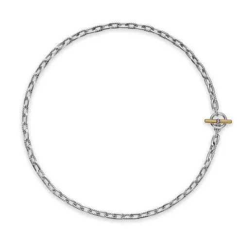 DY Madison Toggle Chain Necklace in Sterling Silver and 18K Yellow Gold, 16"
