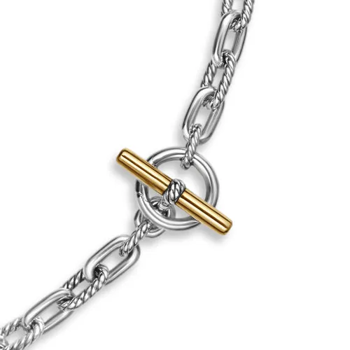 DY Madison Toggle Chain Necklace in Sterling Silver and 18K Yellow Gold, 16"