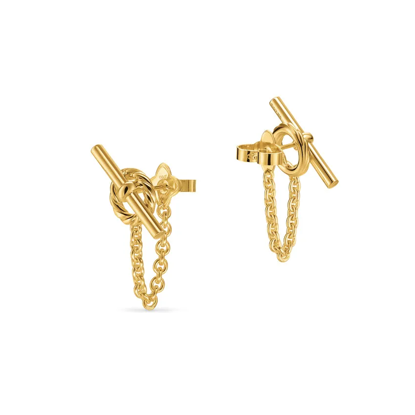 DY Mercer Bold Toggle Chain Stud Earrings in 18K Yellow Gold, 50.4mm