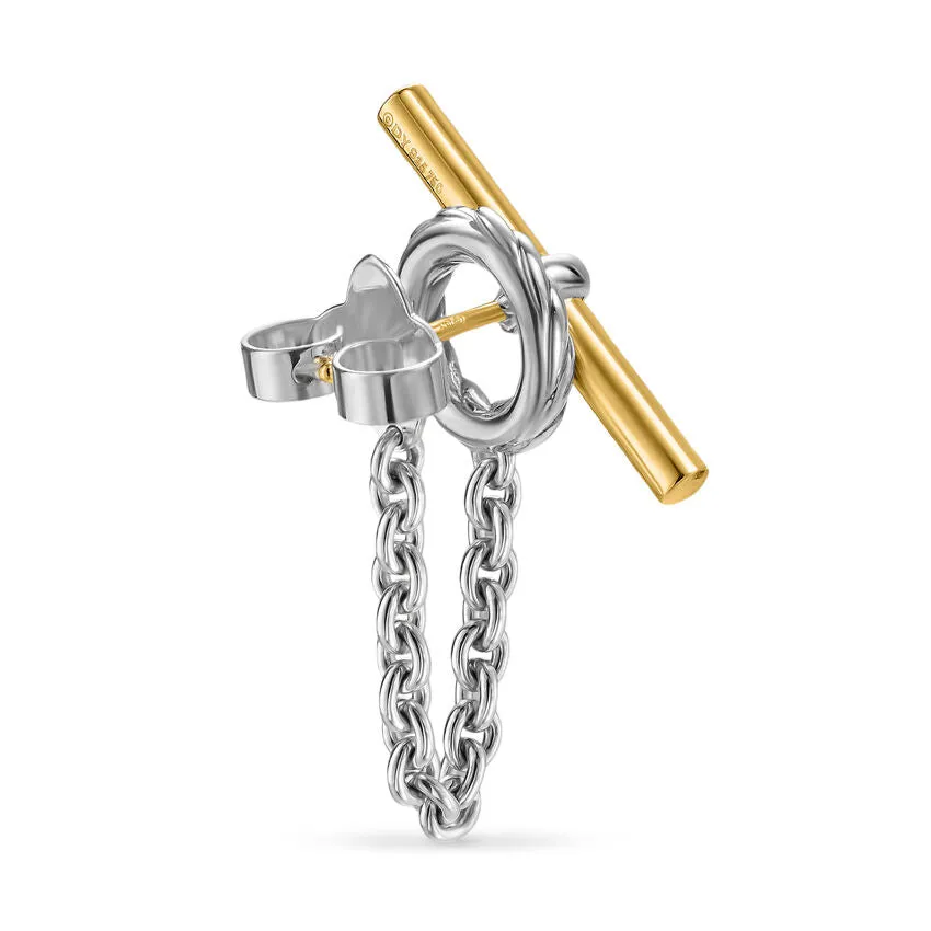 DY Mercer Bold Toggle Chain Stud Earrings in Sterling Silver with 18K Yellow Gold, 50.4mm