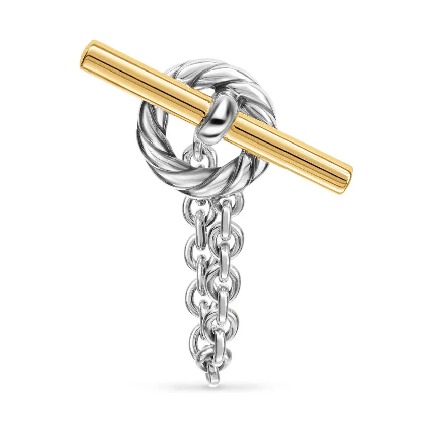 DY Mercer Bold Toggle Chain Stud Earrings in Sterling Silver with 18K Yellow Gold, 50.4mm
