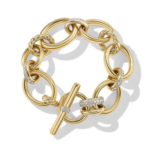 DY Mercer Bracelet in 18K Yellow Gold with Pavé Diamonds, Size Medium