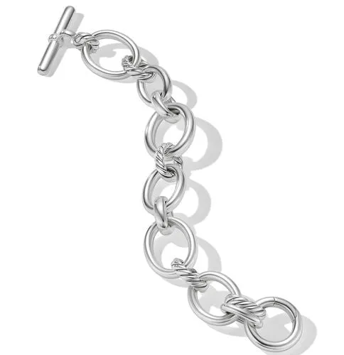 DY Mercer Bracelet in Sterling Silver with Pavé Diamonds, Size Large