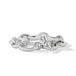 DY Mercer Bracelet in Sterling Silver with Pavé Diamonds, Size Large