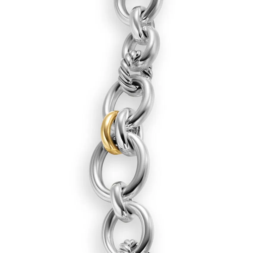 DY Mercer Chain Bracelet in Sterling Silver with 18K Yellow Gold and Diamonds, 8mm, Size Small