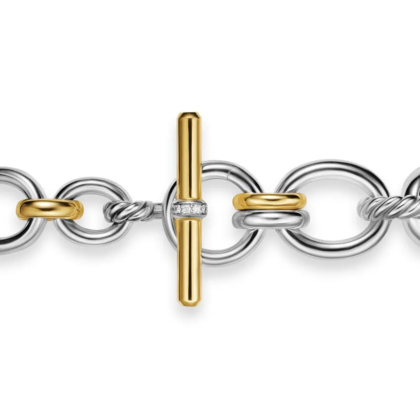 DY Mercer Chain Bracelet in Sterling Silver with 18K Yellow Gold and Diamonds, 8mm, Size Small