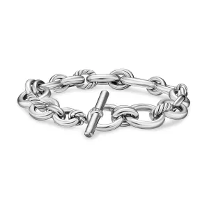 DY Mercer Chain Bracelet in Sterling Silver with Diamonds, 8mm, Size Medium
