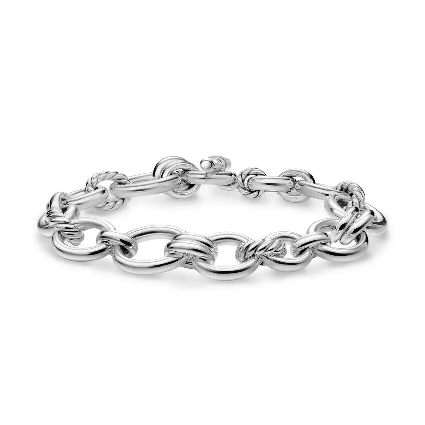 DY Mercer Chain Bracelet in Sterling Silver with Diamonds, 8mm, Size Medium