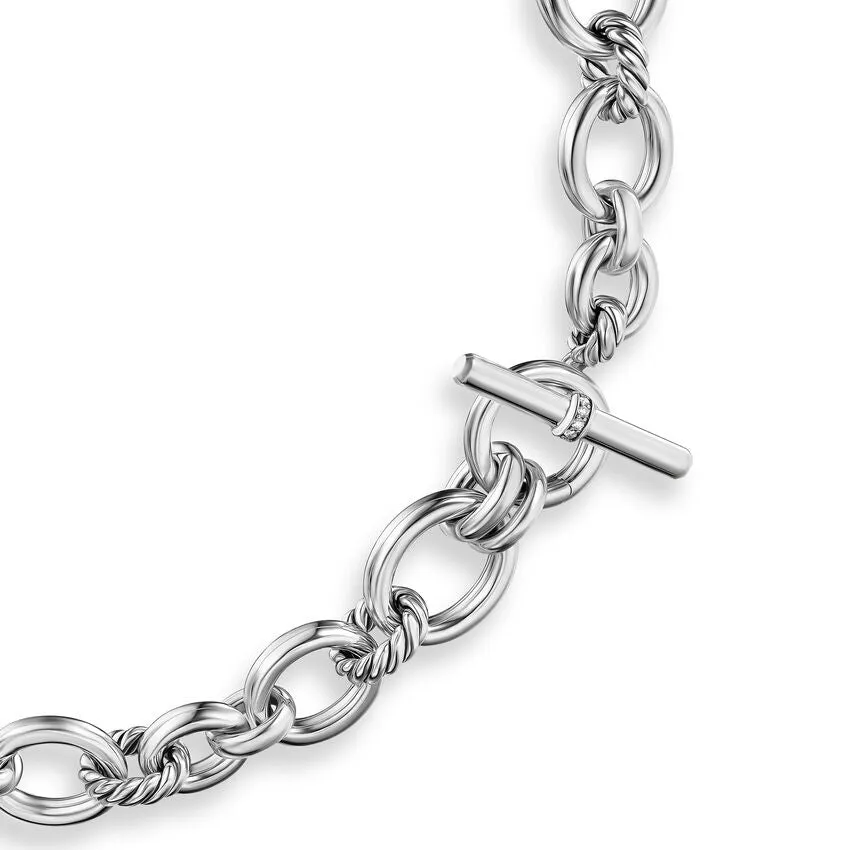 DY Mercer Chain Necklace in Sterling Silver with Diamonds, 8mm, 17"