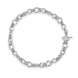 DY Mercer Chain Necklace in Sterling Silver with Diamonds, 8mm, 17"