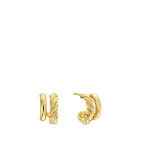 DY Mercer Double Hoop Huggie Earrings in 18K Yellow Gold, 13.5mm