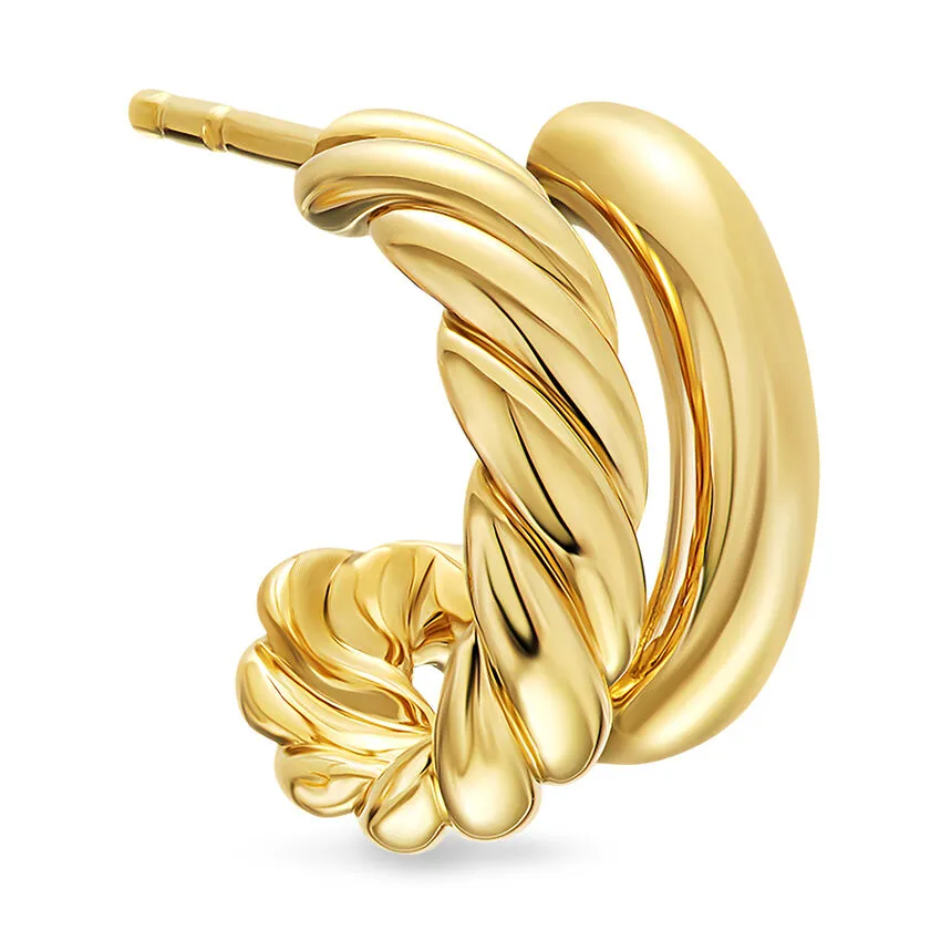 DY Mercer Double Hoop Huggie Earrings in 18K Yellow Gold, 13.5mm