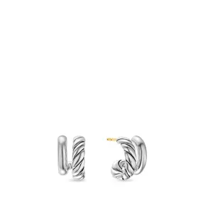 DY Mercer Double Hoop Huggie Earrings in Sterling Silver, 13.5mm