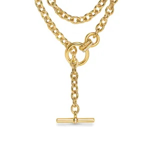 DY Mercer Double Row Toggle Chain Necklace in 18K Yellow Gold with Diamonds, 8mm, 41"