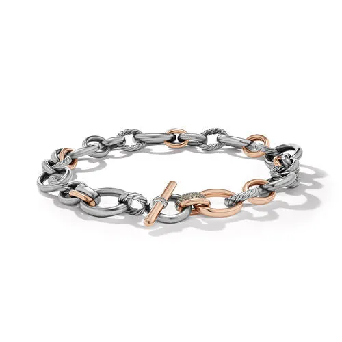DY Mercer Melange Necklace in Sterling Silver with 18K Rose Gold and Pavé Diamonds