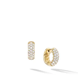 DY Mercer Micro Hoop Earrings in 18K Yellow Gold with Pavé Diamonds
