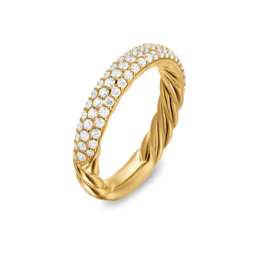 DY Mercer Pavé Band Ring in 18K Yellow Gold with Diamonds, 3.7mm, Size 6