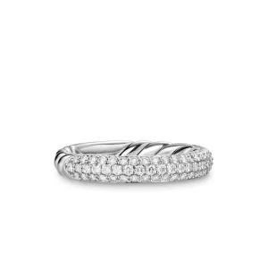 DY Mercer Pavé Band Ring in Sterling Silver with Diamonds, 3.7mm, Size 6