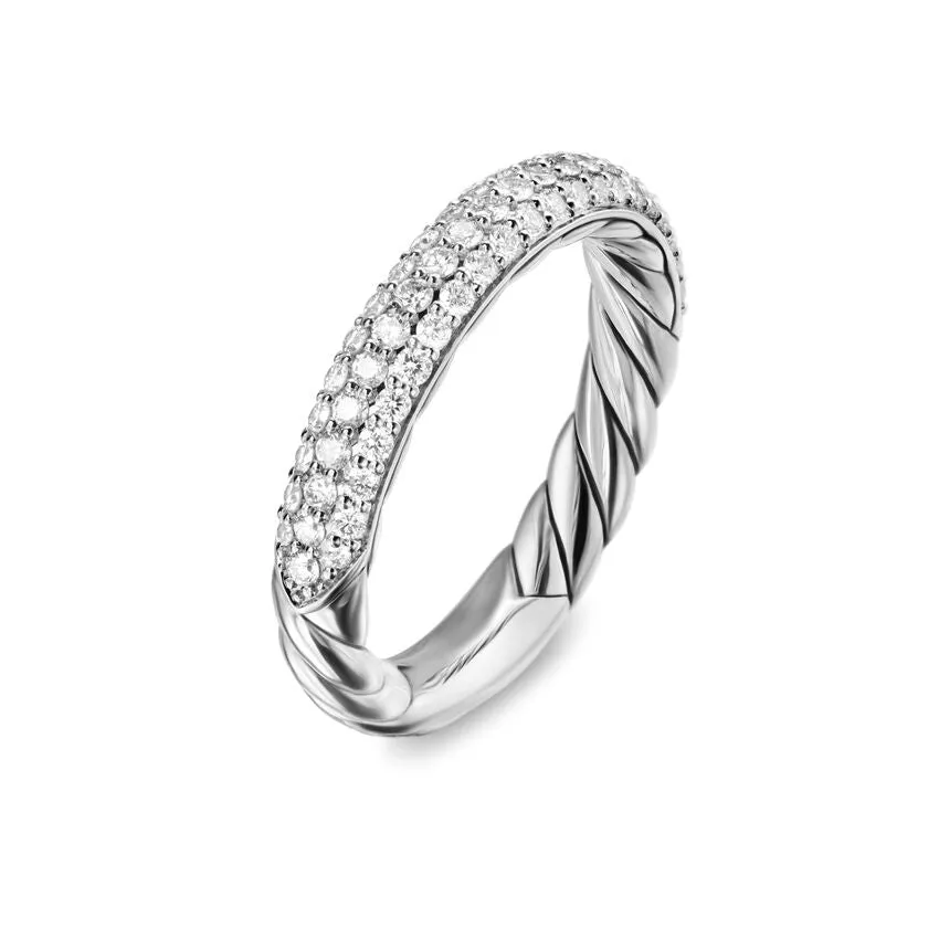 DY Mercer Pavé Band Ring in Sterling Silver with Diamonds, 3.7mm, Size 8