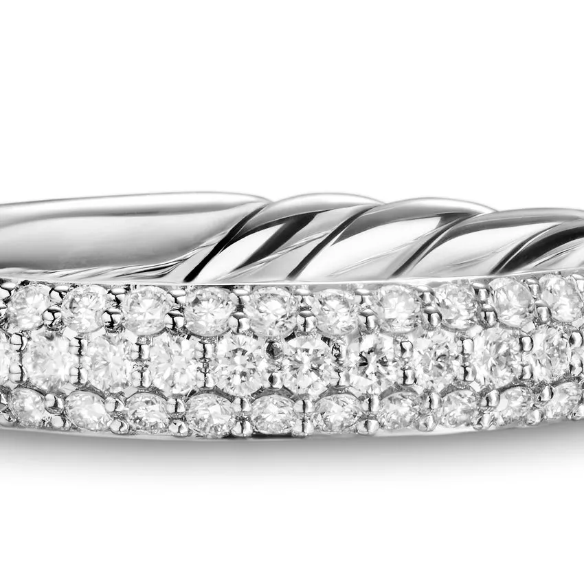 DY Mercer Pavé Band Ring in Sterling Silver with Diamonds, 3.7mm, Size 8